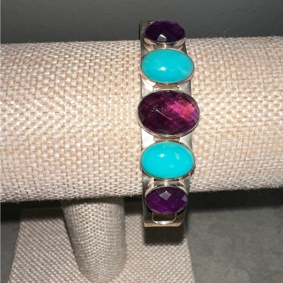 Jay King Jewelry - Turquoise and Amethyst multistone cuff bracelet by Jay King